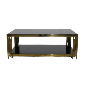 الذهب مستطيل الفولاذ المقاوم للصدأ الكروم الذهب الزجاج المقسى طاولة القهوة مكتب المنزل عالية الجودة السلع الذكية طاولة جانبية - Product Image 2