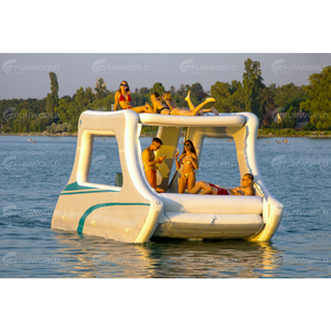 <b>Large</b> Size 4-8 Persons Stable PVC <b>Inflatable</b> Sport Catamaran Pontoon Boat with Anti-slip Floor for Fishing - Product Image 5