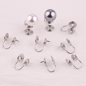 Clip-on <b>Earrings</b> Double-sided Mosquito Coil Design Gold And White Gold Pearl Studs For Non-pierced Ears Everyday Wear Unisex - Product Image 2