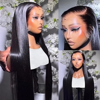 Vente en gros de perruques en cheveux humains indiens naturels lisses 13X4 HD lace closure perruques frontales lace pre-plucked perruques de cheveux humains pour femmes noires