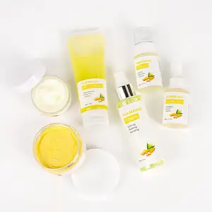 Custom Tumeric Huidverzorgingset Organische Whitening Verwijderen Mee-Eters Acne Kurkuma Cleanser Huidverzorgingset