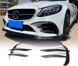 Alerones Delanteros para Mercedes Benz W205 A205 C43 AMG 2019 en Adelante, Divisores de Parachoques Delanteros, Aletas de Fibra de Carbono Real - Product Image 2