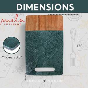 Natural Green Marble and Wood <strong>Stitching</strong> Breakfast Big Luxury Dinner <strong>Plates</strong> - Product Image 2