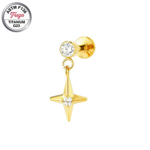 Pendientes de titanio ASTM F136 grado implante Freya con rosca interna para perforaciones, tipo colgante, labret, stud, snug, tragus, daith, con parte trasera plana - Product Image 6