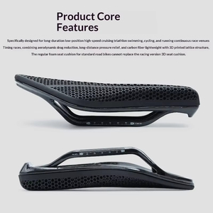 Sillín de <span class=keywords><strong>Bicicleta</strong></span> RIRO de Fibra de Carbono Impreso en 3D, Hueco, para Triatlón, Ultraligero, con Rieles de Carbono, Ergonómico y Transpirable, para Ciclismo de Carretera - Product Image 4