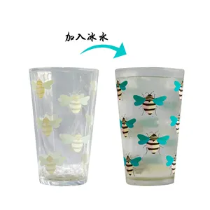 Glaswaren Großhandel Promotion Trinkbecher Benutzer definierte Sommer Sale Klare Farbe Ändern Glas Tasse Magic Mug