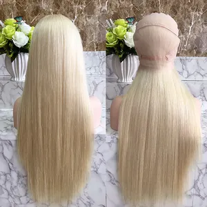 USA salon hot sale ready to ship 100% virgin brazilian human hair ash blonde 30 inch long swiss lace full lace wig