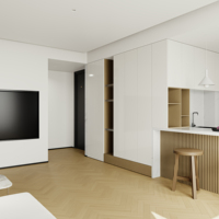 Plan de conception d'espace pour appartement d'hôtel de luxe sur mesure, plan de plancher 2D en CAO, visualisation de rendu d'intérieur 3D