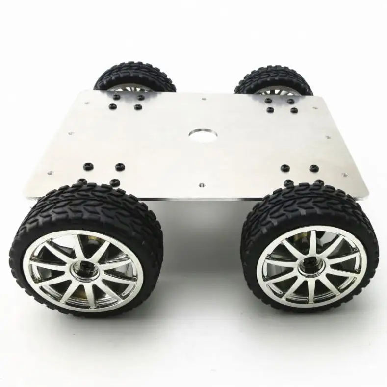 Liga de alumínio 4WD Car Tracking Robot Smart Car 4 Wheel Drive Chassis com 4pcs 25 Tipo Gear Motor Wheel Diameter 65mm
