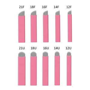 เข็มสักคิ้วแบบใช้แล้วทิ้ง สีดำชมพู ปลายเฉียง รุ่น F <span class=keywords><strong>U18</strong></span> 0.15 มม. ใบมีด U สำหรับไมโครเบลดดิ้ง นาโน - Product Image 2