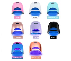 Lampe à ongles UV LED résistante à l'acétone avec poignée de transport, séchoir à vernis gel rose doré, machine de durcissement pour salon, vente en gros - Product Image 1