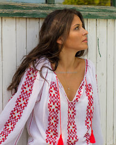 Chemisier à manches longues de Style ethnique pour femmes, Tops géométriques brodées, nigérian, Boho, haute qualité, chemise romaine - Product Image 1