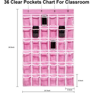 Organizador de 36 bolsillos para teléfonos celulares y calculadoras con bolsillos numerados, almacenamiento para colgar en la pared para uso en el aula o la oficina - Product Image 2