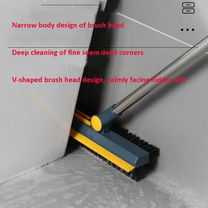 Brosse à <span class=keywords><strong>carrelage</strong></span> 3-en-1 en nylon rigide et PP, écologique, à long manche, pour coins difficiles, nettoyage efficace des sols et salles de bain - Product Image 3