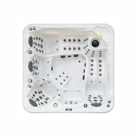 Baignoire à remous extérieure en acrylique haut de gamme de 2.3 mètres au design européen avec 3 chaises longues 103 jets de massage carré de spa portable