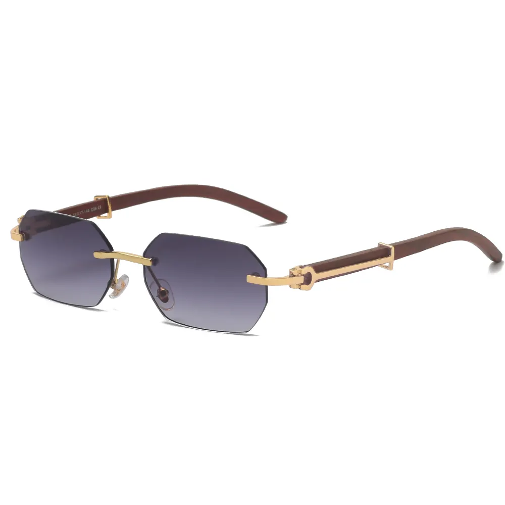 Hot Sell Rimless Wooden Sunglasses S31807