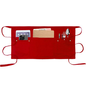 Delantal Unisex de Polialgodón <span class=keywords><strong>Azul</strong></span> de Media Longitud, Resistente al Desgaste, con 5 Bolsillos Integrados, Uniforme de Trabajo para Camareros y Camareras de Restaurante - Product Image 5