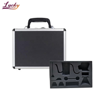 Valise rigide en aluminium noir, mallette et boîte à outils durables, organisateur portable pour le transport d'objets