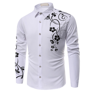 Vestidos de manga larga para hombre, ropa informal con logotipo personalizado, camisas de vestir estampadas de oficina para hombre, imagen de tela de punto teñida lisa - Product Image 2