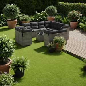 <b>Garden</b> Sofa Set Outdoor <b>Rattan</b> Cushioned Contemporary Design Gray Color - Product Image 2