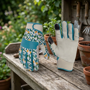 Gants de travail antidérapants en PU JNA GROUP, motif floral, poignet élastique, doigts texturés, usage général, sécurité, 4 mil, 10 pouces - Product Image 2