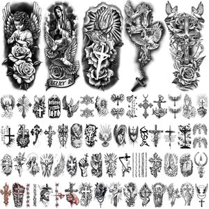 77 Fogli di Tatuaggi Temporanei Cristiani - Disegni di Gesù Cristo, Croce, Angeli e Dio per Mezzo Braccio, per Adulti, Uomini, Donne e Bambini - Product Image 2