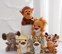 Ensemble de porte-clés en peluche d'animaux de la forêt - Mini singe, tigre, girafe, lion, éléphant en peluche, porte-clés mignon d'animaux sauvages en peluche pour sac