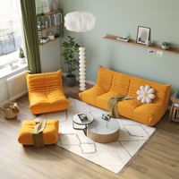ATUNUS Drop Shipping Canapé de salon nordique jaune 1 2 3 poufs sièges Canapé sectionnel au sol Chaise paresseuse simple Ensembles de canapés