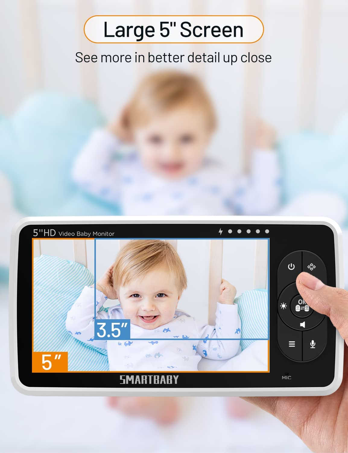 5 inch HD hot selling smartree reliable baby monitor manufacturer, baby monitor factory