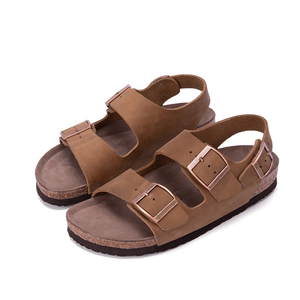 Sandalias planas de cuero de vaca Birkenstocks, zapatillas de corcho de piel de vaca sin cordones para Niñas para todas las estaciones, primavera, verano, invierno y otoño - Product Image 3
