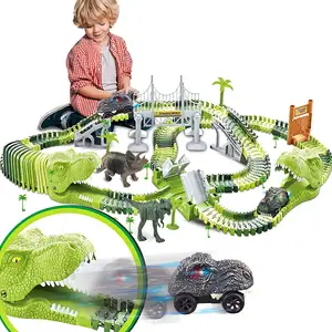 Online heißer Verkauf Dinosaurier Rennstrecke Spielzeug für Jungen Mädchen Rennwagen Rennbahn Dinosaurier Spielzeug mit 144 flexiblen Strecke