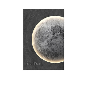 Art mural à la lumière de la lune avec rétroéclairage, peinture réaliste encadrée rectangulaire pour la décoration du salon - Product Image 5