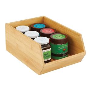 Bac de rangement empilable en bambou, organisateur rectangulaire en bois pour cuisine, chambre, bacs cubes - Product Image 5