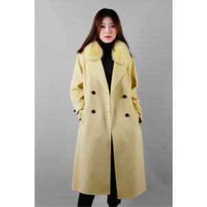 Cappotto Lungo in Lana a Doppia Faccia per Donna, Autunno Inverno, con Collo in Vera Pelliccia di Volpe, Cappotto in Cashmere - Product Image 4