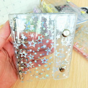 Bán buôn M5 mềm PVC Chất kết <span class=keywords><strong>d</strong></span>ính rõ ràng lá lỏng lẻo 6 vòng binders <span class=keywords><strong>mini</strong></span> máy tính xách tay Ngân Sách nhỏ binders với Snap Nút - Product Image 6