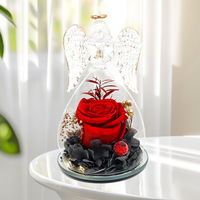 TC Groothandel Online Decoratieve Echte Bloemen Valentijnsdag Vrouwen Bruiloft Cadeaubox Ornament Engel Glazen Stolp Enkelvoudige Ge conserveerde Roos