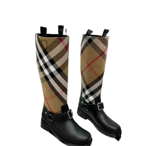 Bottes hautes pour femmes, originales, tendance et polyvalentes, à carreaux, de haute qualité, confortables, respirantes, nouvelles - Product Image 1