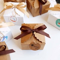 Kraft Paper Gift Boxes Wedding Candy Boxes with Paper Tags and Ribbon DIY Party Paper Box for Packaging