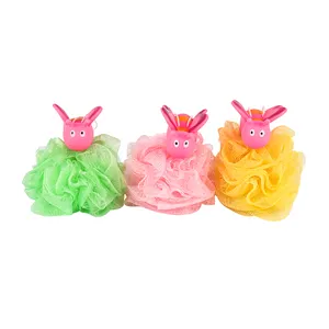 Best design soft mesh pe kid cute animal shower puff plastic pe plastic pe body body clean animal bath puff for promotion and gift