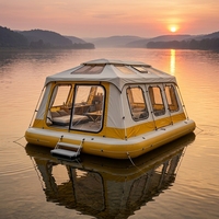 Maison flottante gonflable surdimensionnée personnalisée, tente de camping aquatique gonflable avec échelle