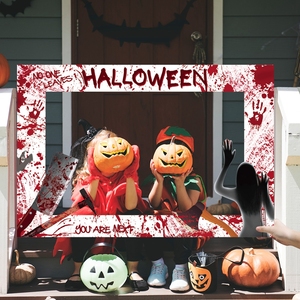 60*40cm Feliz Halloween Photo Booth Props You Are Next Bloody Eyes telón de fondo marco de fotos No One Leaves telón de fondo fantasma calabazas - Product Image 2