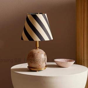 Ceramic Table Lamp Pink Marble Base Fabric Shade E26 LED <b>Night</b> <b>Light</b> Bedroom Living Room Decorative Ambient Lighting - Product Image 3