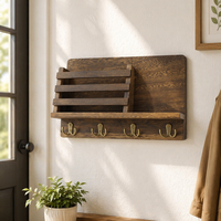 Porte-clés en bois pour décoration murale avec organisateur de courrier