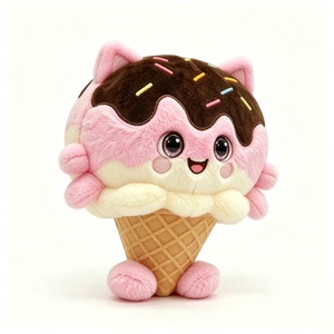 Peluche personnalisée en forme de crème glacée, peluche alimentaire, peluche chat en forme de crème glacée, animal en peluche en forme de cornet de crème glacée - Product Image 1