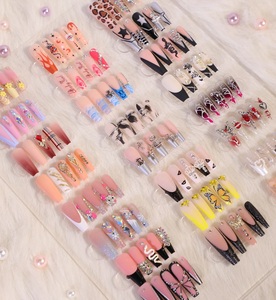HY Tiktok Wholesale Custom Press on Nails Ballerina Medium Coffin Heart Pearl French Tip Nails Manicure Abs <b>Stick</b> on Nails - Product Image 1