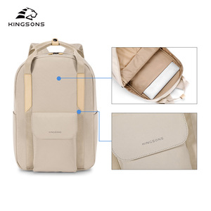 Kingsons Women's <b>Backpack</b> Lightweight Commuter <b>College</b> Student Travel Bag Solid Color Large Capacity Casual Style - Product Image 2