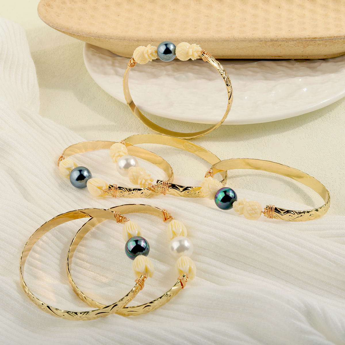 Gold Plated Wholesale Hawaiian Bangles Wide Bracelet Gold Color