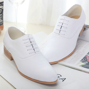 Chaussures en cuir blanc de qualité supérieure en cuir de vachette, style britannique, pour hommes, formelles, pour mariage, rehaussantes - Product Image 1