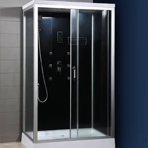 Simple One Person Bath Shower Box Waterproof Acrylic Modern Relax Rectangle Tempered Clear Glass Frameless Bathroom Set Sliding