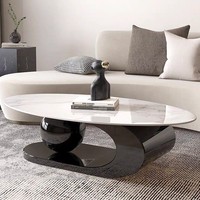 Table basse ovale moderne minimaliste de luxe avec plateau en marbre et structure en acier inoxydable BTCT006 pour salon ou appartement